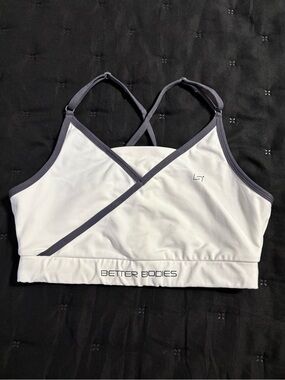 BETTER BODIES White Sports Bra with Dark Gray Trim